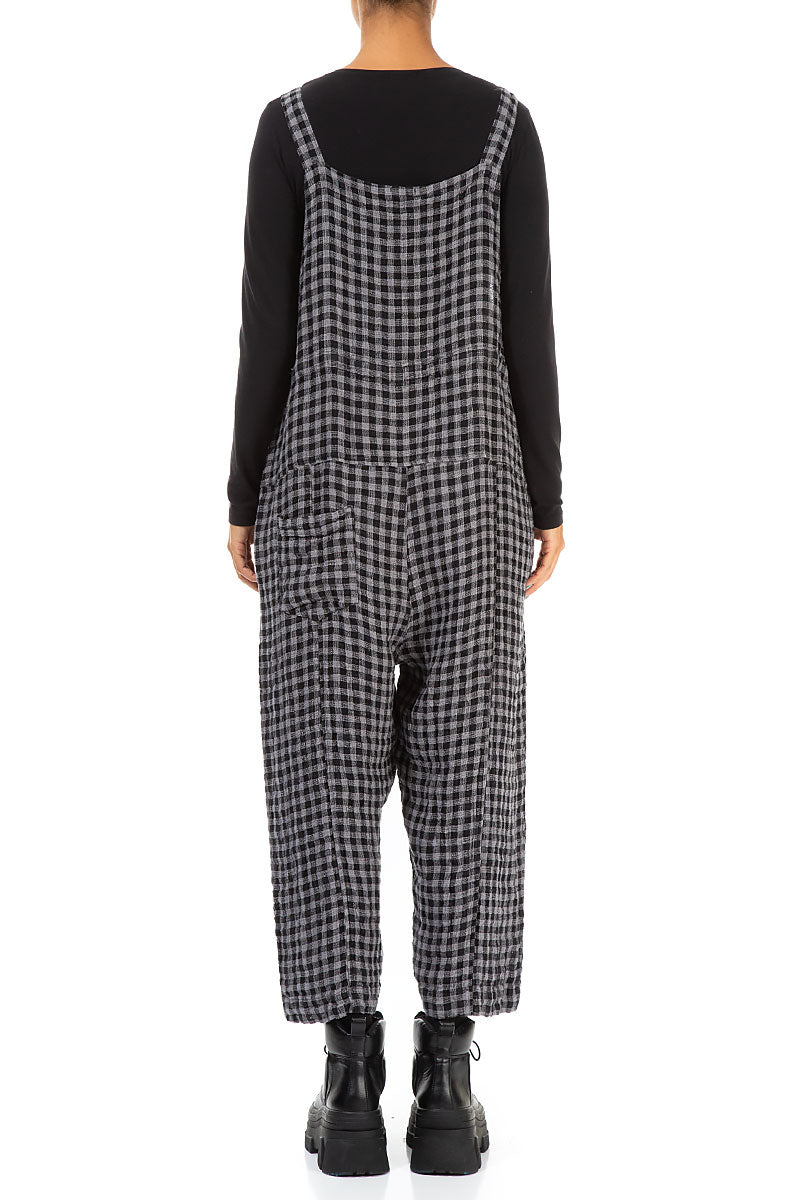 Strappy Grey Check Linen Jumpsuit 2