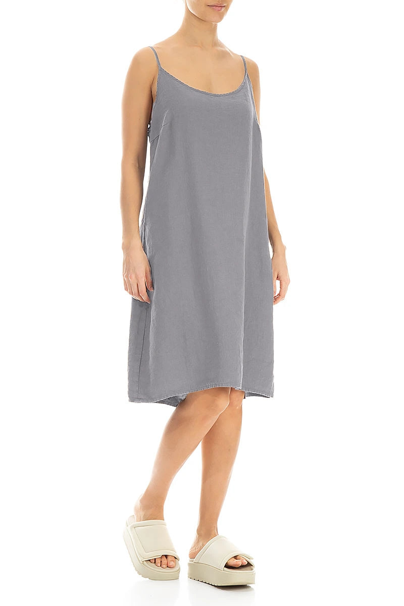 Strappy Light Grey Linen Dress