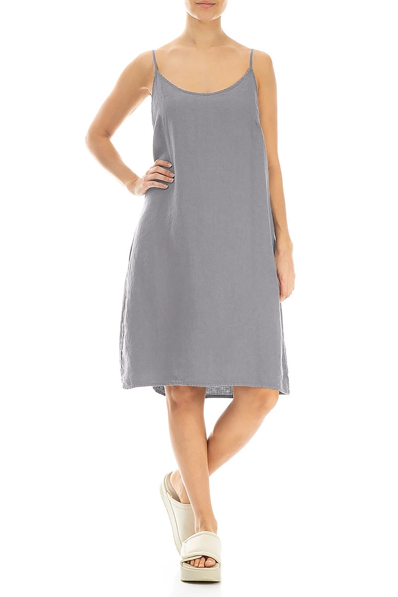 Strappy Light Grey Linen Dress