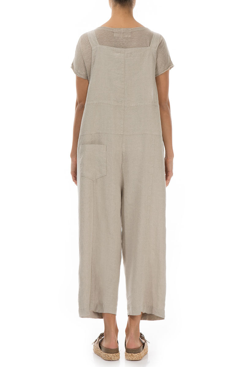 Strappy Natural Linen Dungaree Jumpsuit