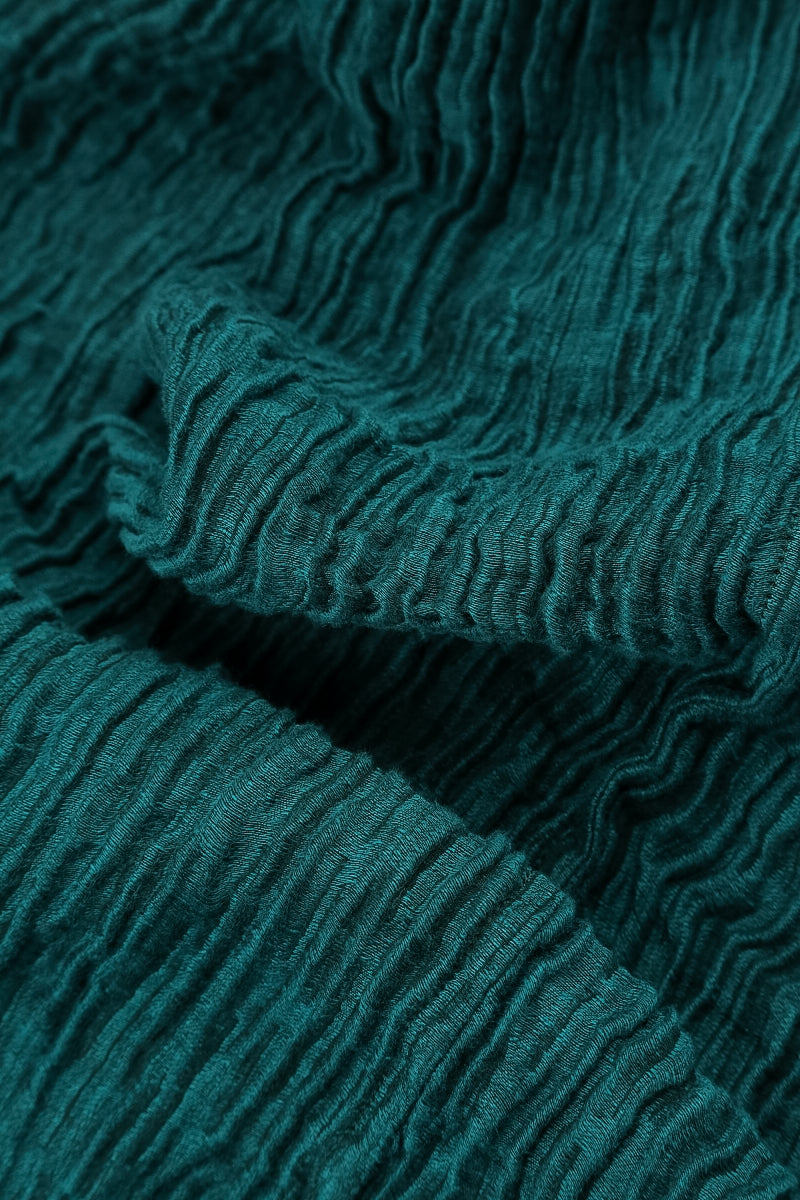 Sweetheart Neck Crinkled Peacock Silk Blouse 5