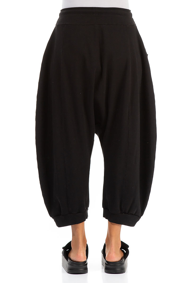 Taper Baggy Black Cotton Trousers