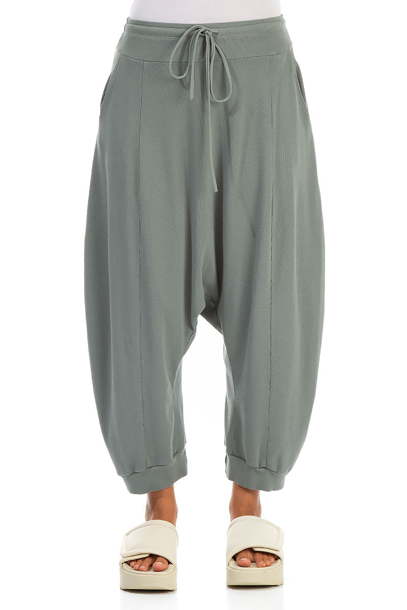 Taper Baggy Sage Cotton Trousers