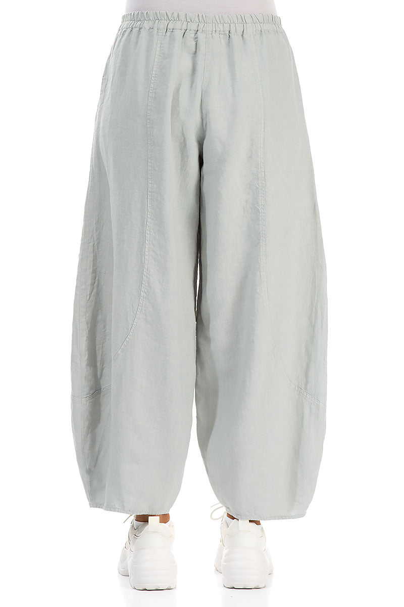 Taper Wide Light Grey Linen Trousers