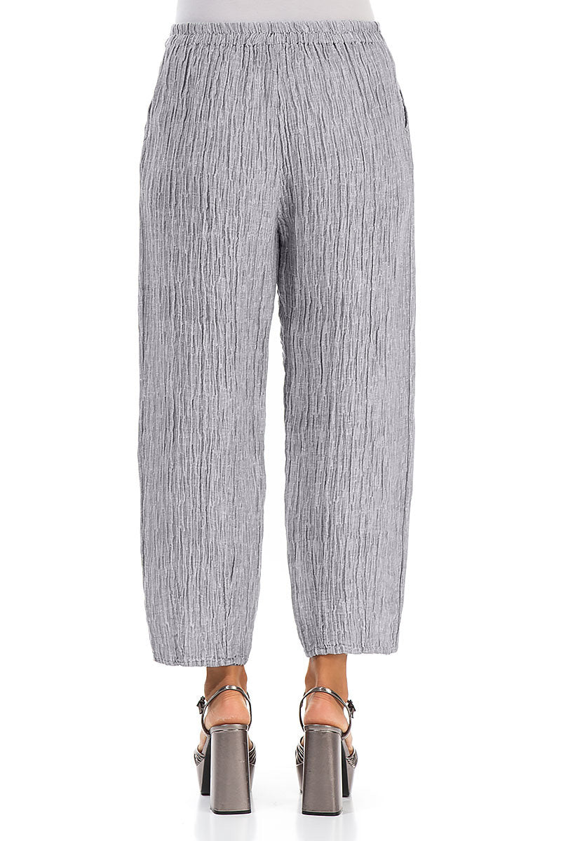 Taper Crinkled Lilac Grey Silk Trousers
