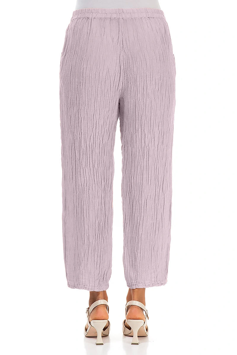 Taper Crinkled Lilac Silk Trousers 2