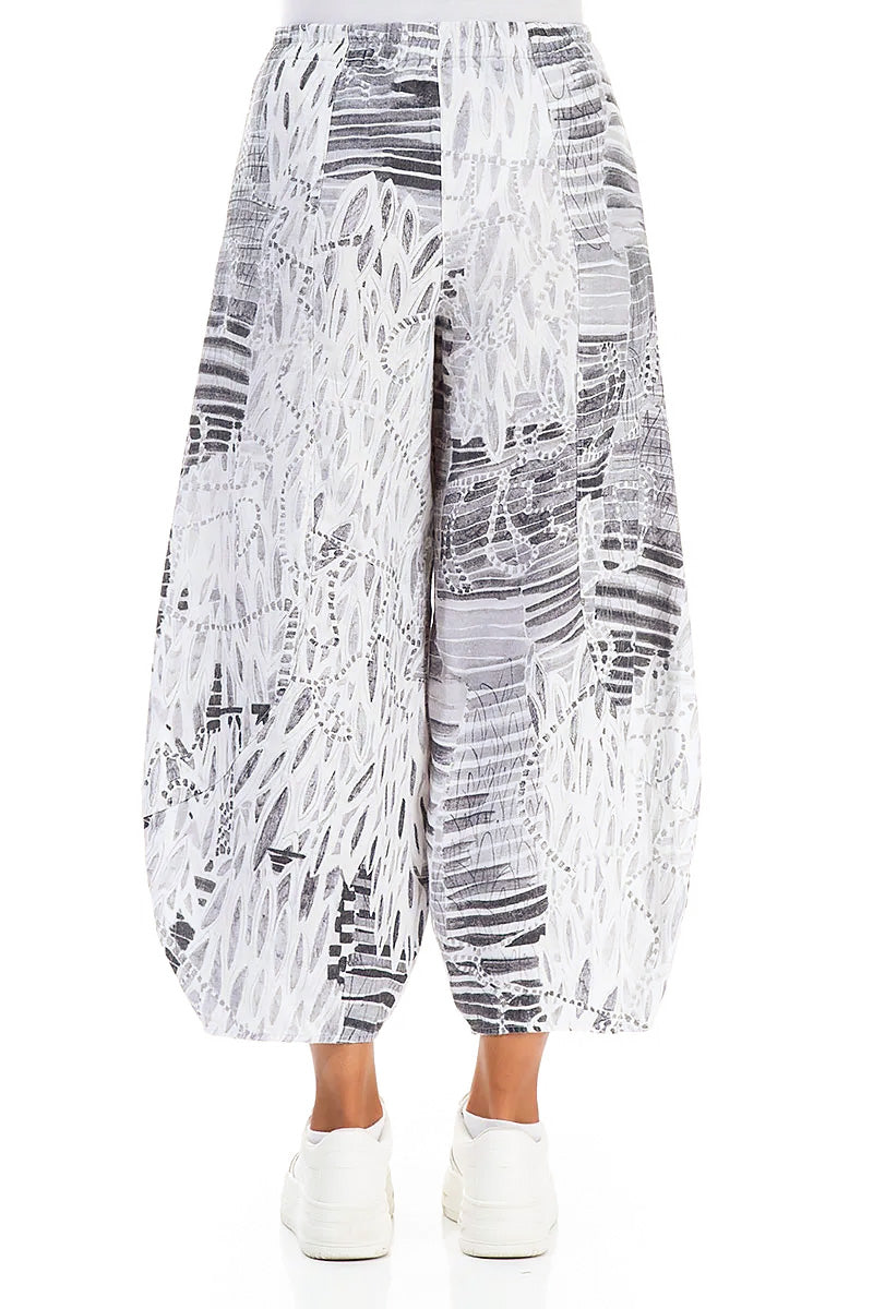 Taper Cropped Wide White Serenity Linen Trousers 2