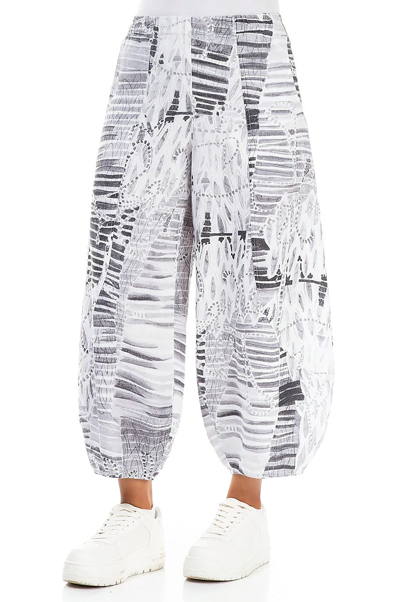 Taper Cropped Wide White Serenity Linen Trousers 3