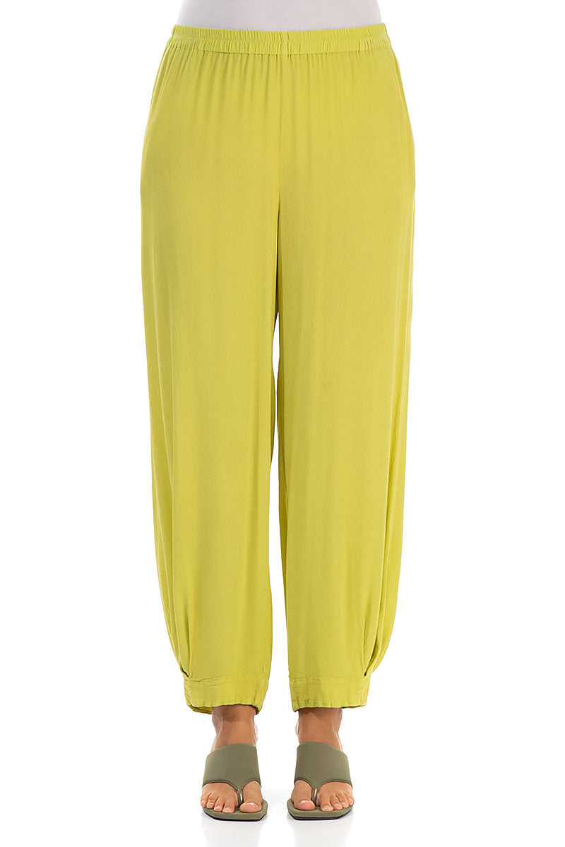 Taper Cyber Lime Viscose Trousers