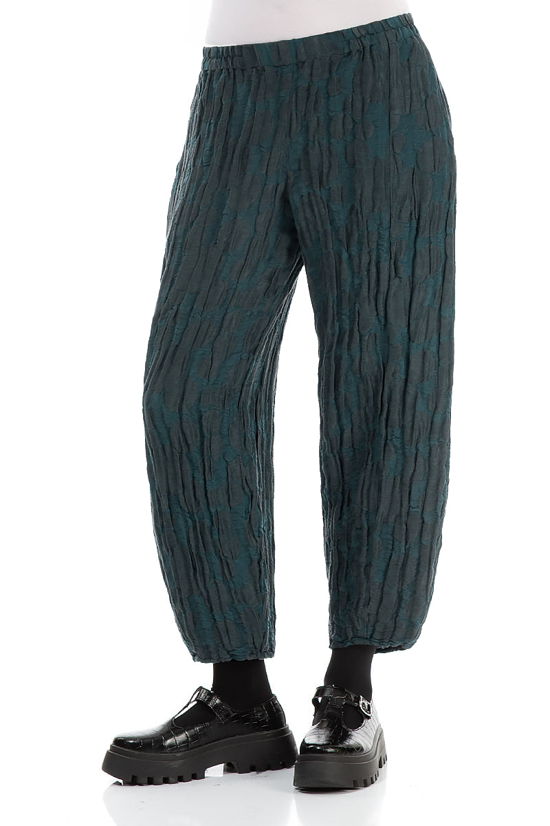 Taper Forest Grey Circle Silk Linen Trousers 3