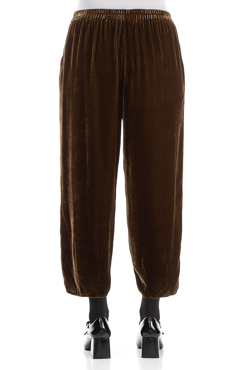 Cropped Taper Golden Sage Silk Velvet Trousers 2
