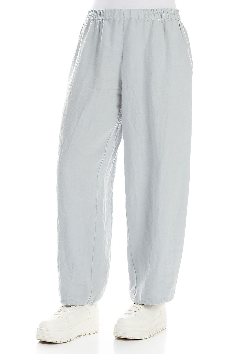 Taper Light Grey Linen Trousers 3