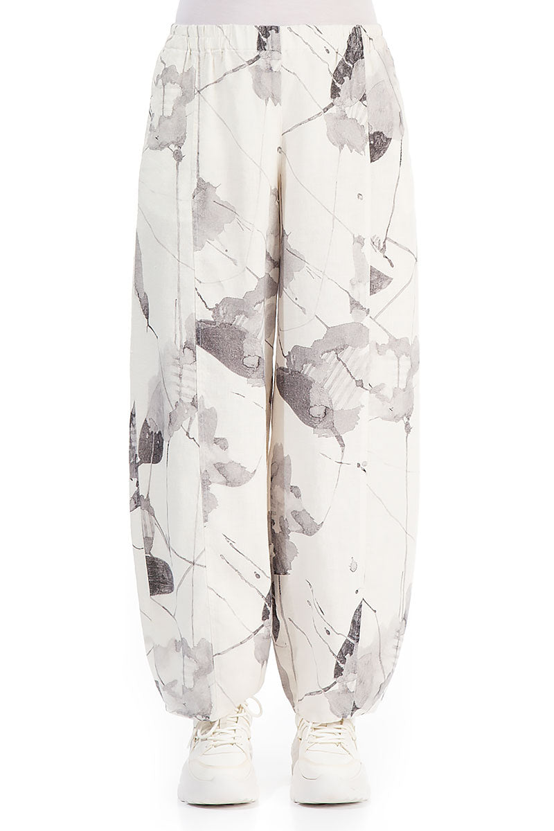 Taper Off White Mirage Linen Trousers