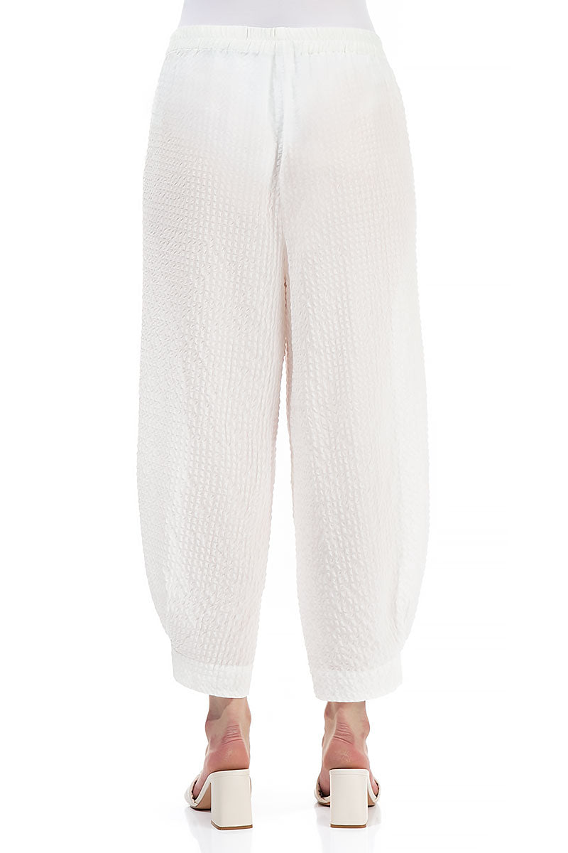 Taper Off White Textured Silk Trousers