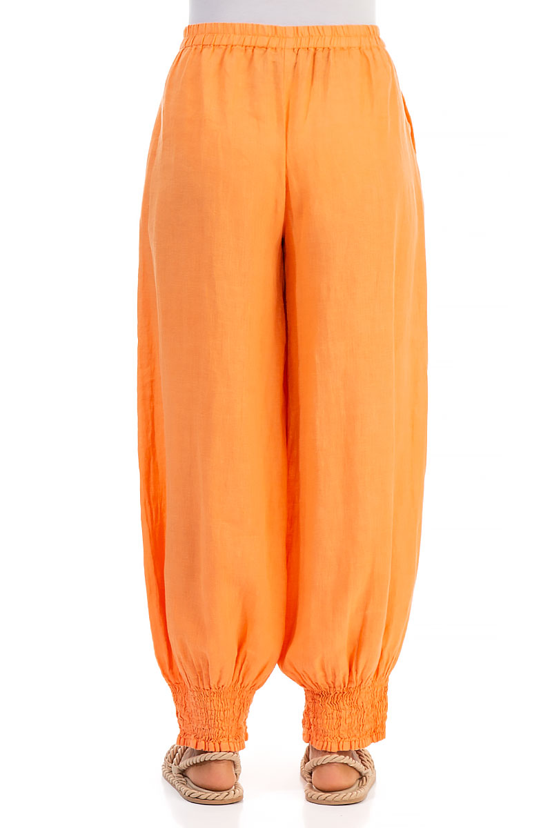 Taper Orange Linen Trousers