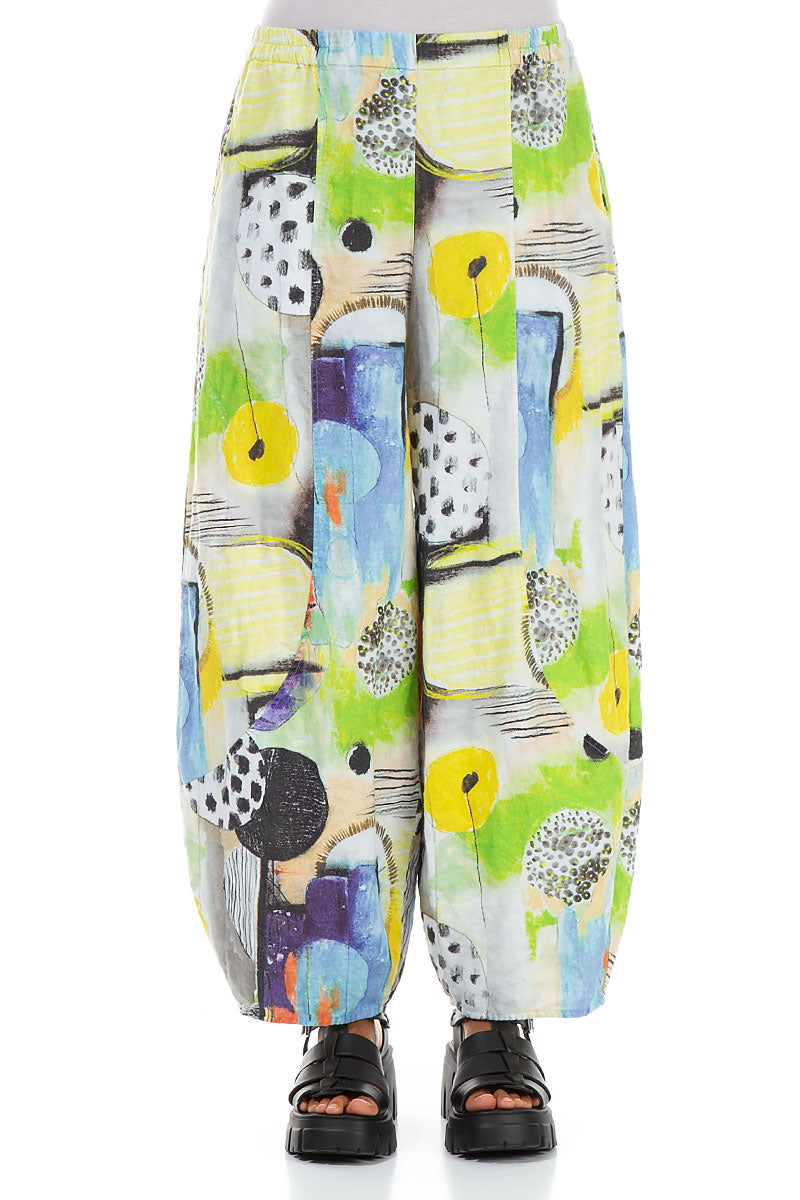 Taper Wide Artmaze Linen Trousers 1