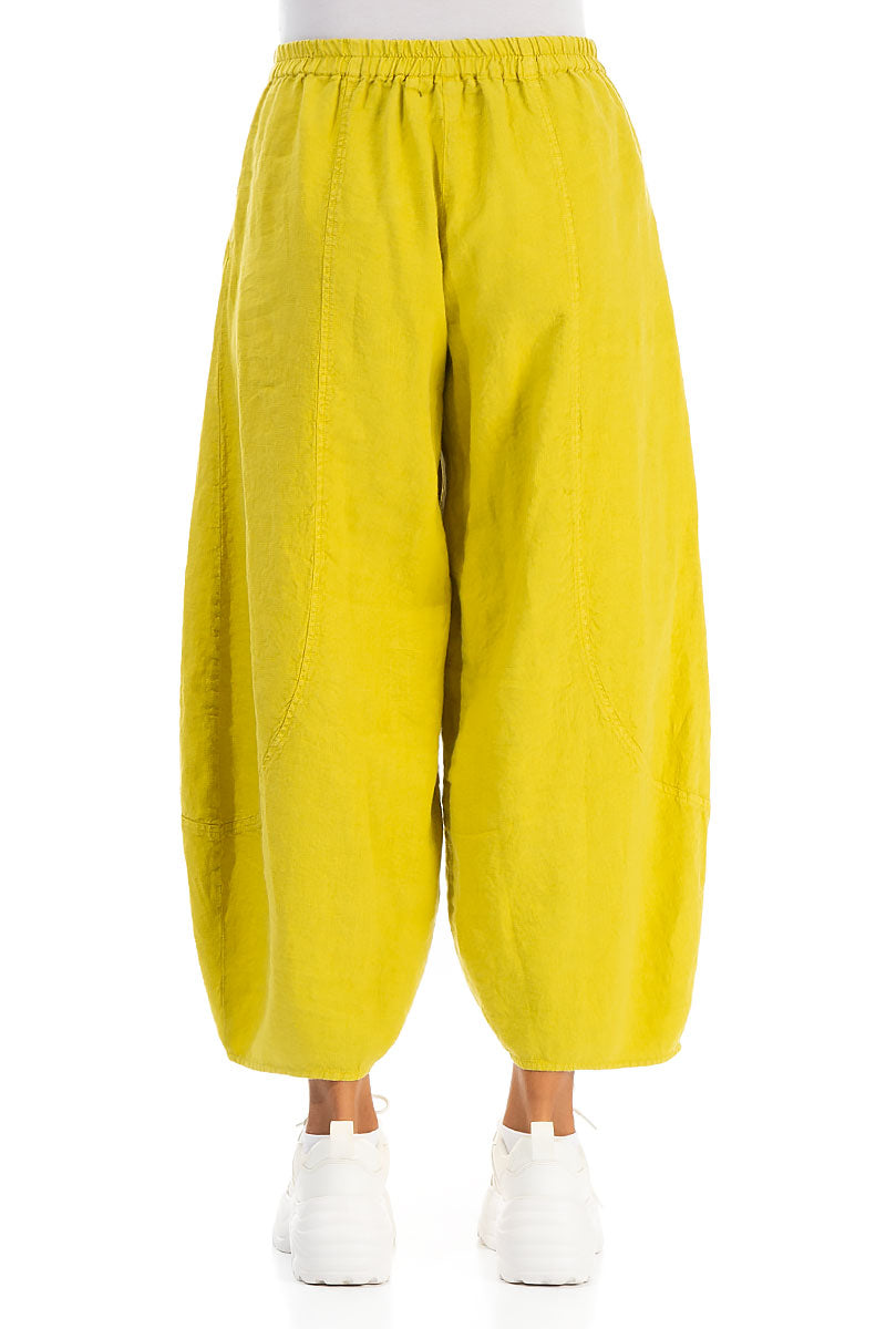 Taper Wide Cyber Lime Linen Trousers