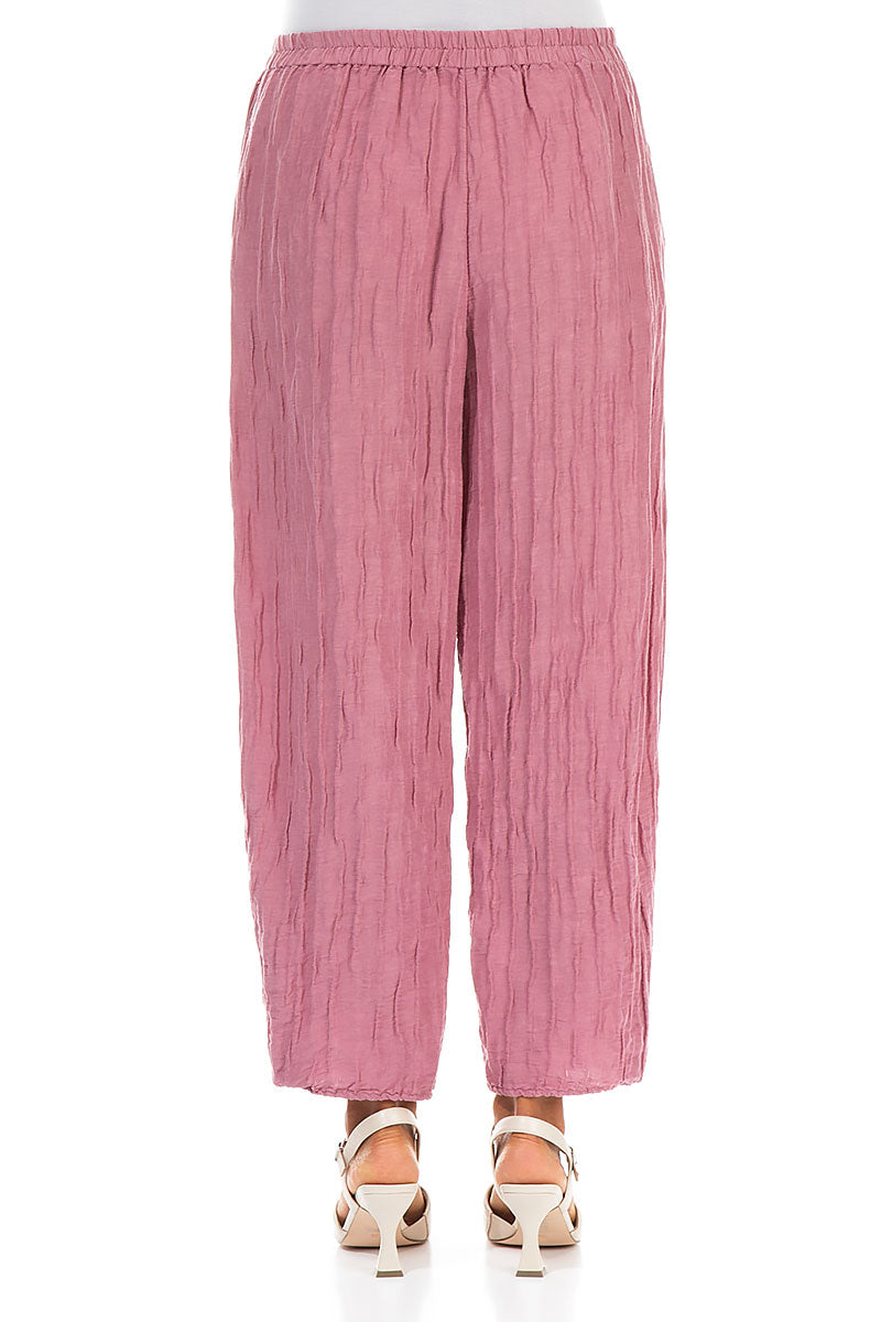 Tapered Barrel Mauve Taupe Crinkled Silk Trousers 2