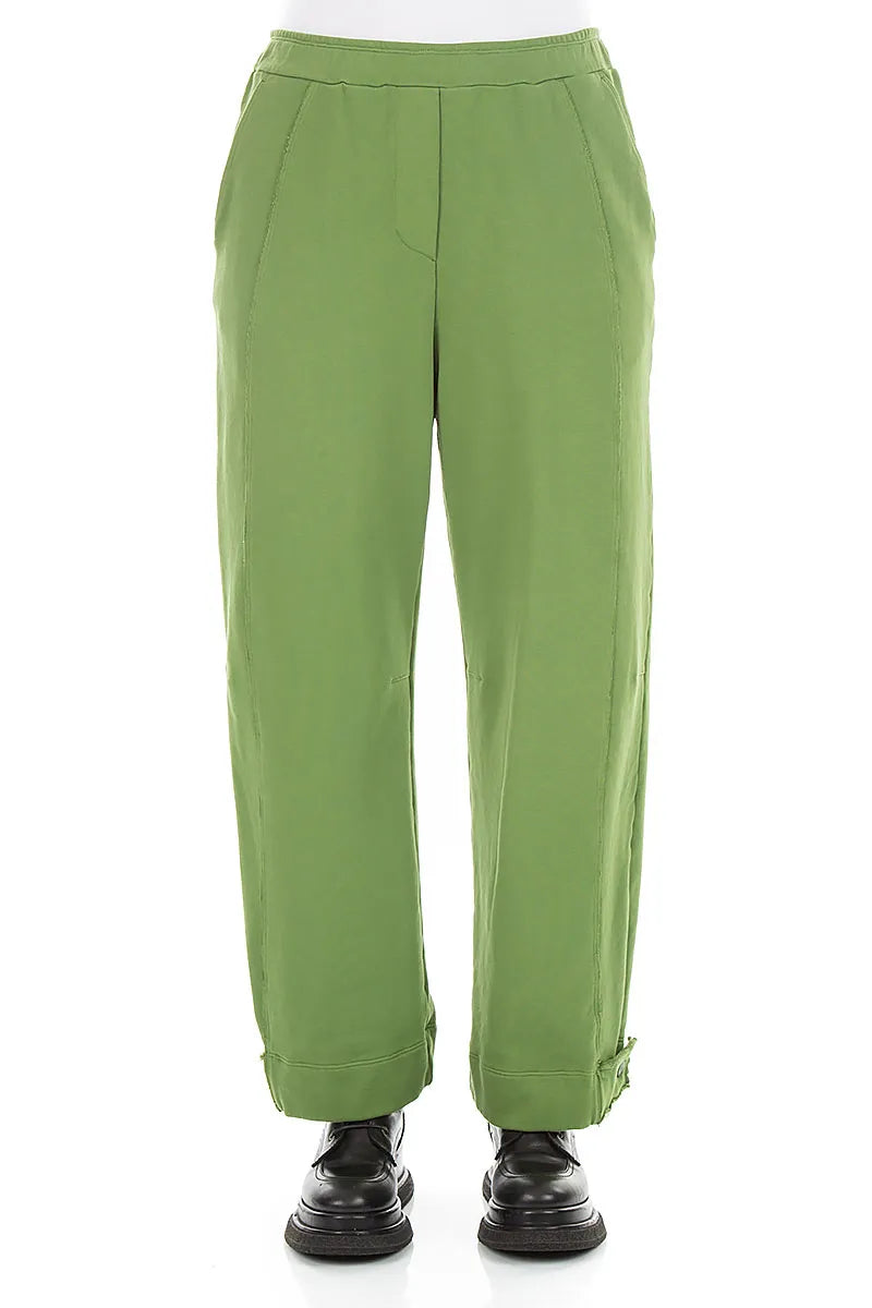 Tapered Shamrock Green French Terry Cotton Trousers