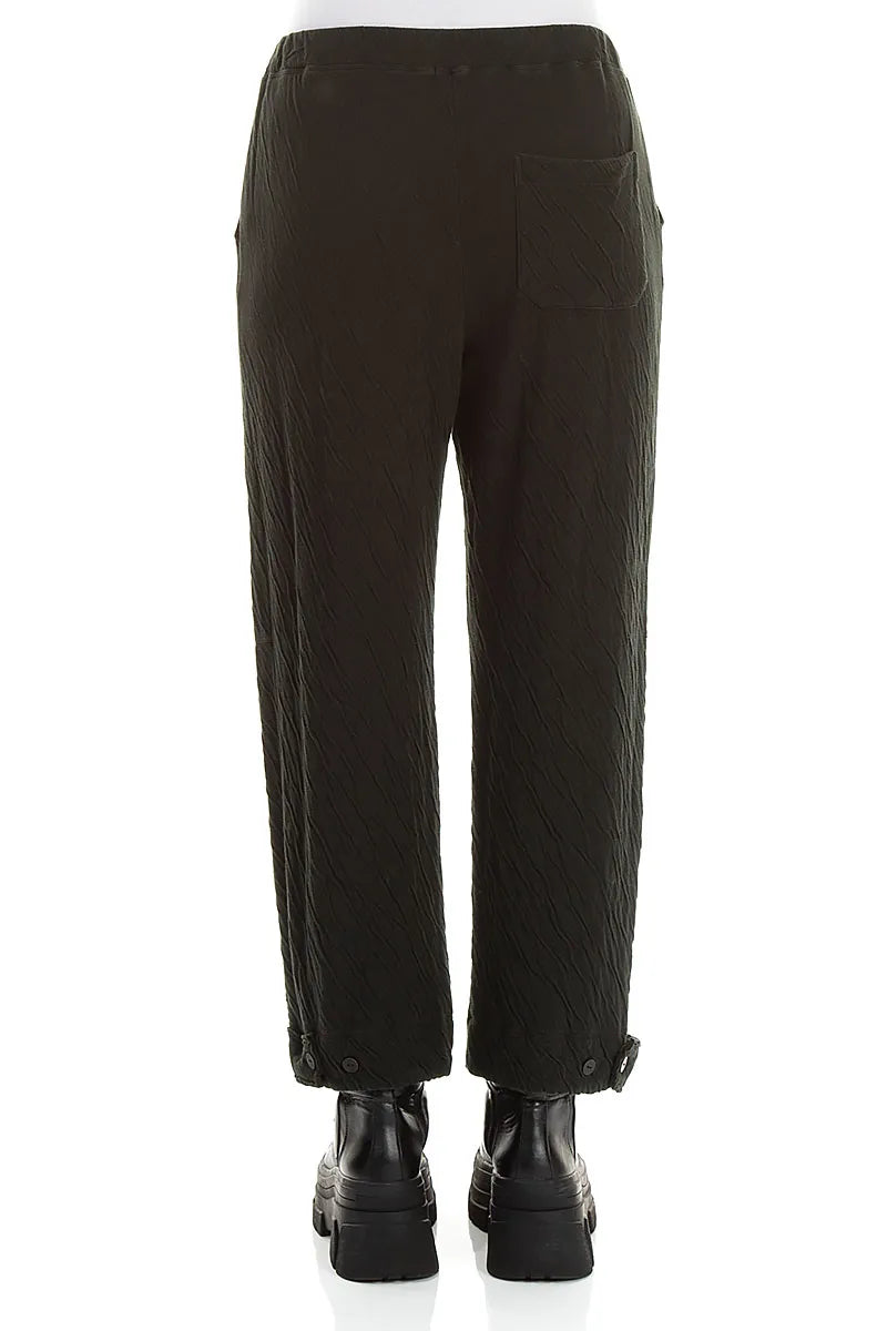 Tapered Shamrock Green Wavy Cotton Trousers