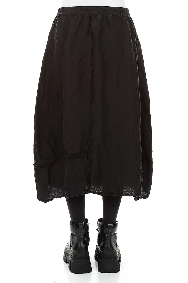 Textured Black Silk Linen Skirt 2