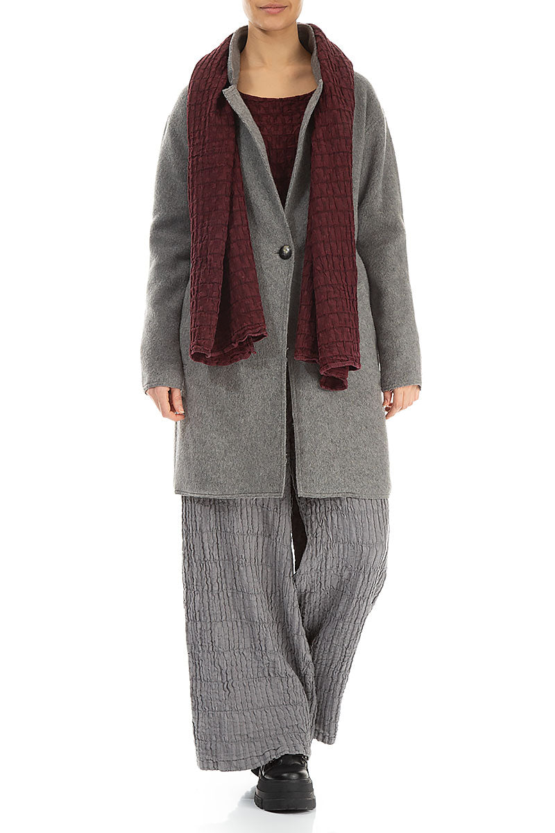 Textured Burgundy Linen Scarf 2