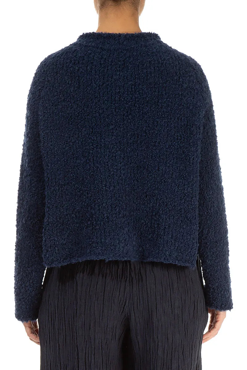 Three Button Blue Violet Alpaca Wool Cardigan 2