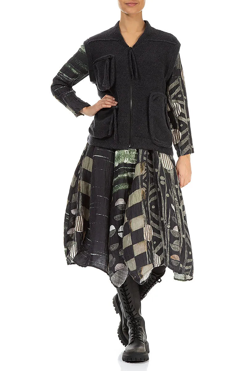 Three Pockets Dark Grey Wool Gilet 4