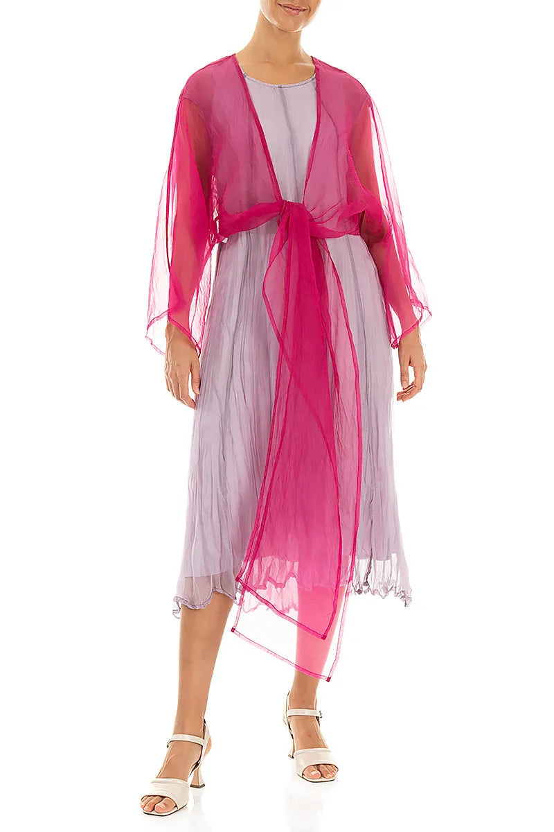 Jacke aus fuchsiafarbenem Seidenchiffon zum Binden