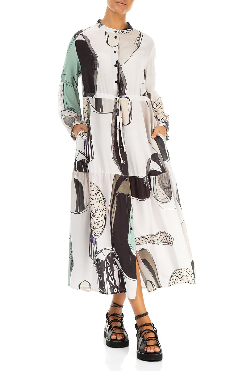 Tie Up Tumbled Stone Silk Bamboo Dress 4