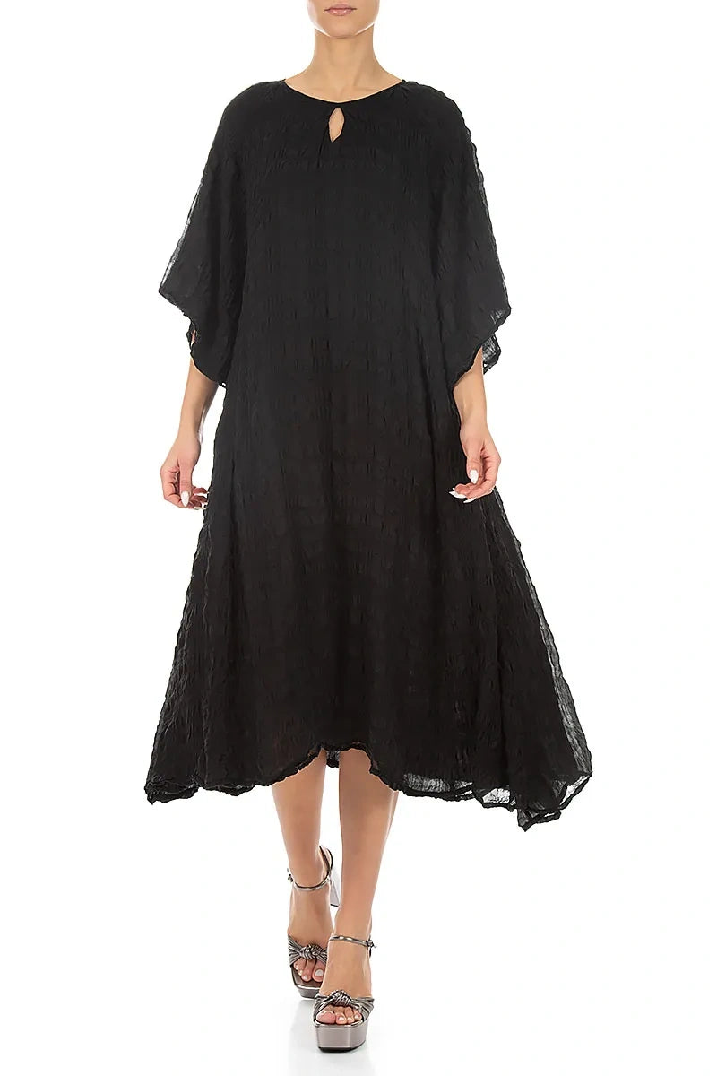 Tiered Black Light Silk Dress 3