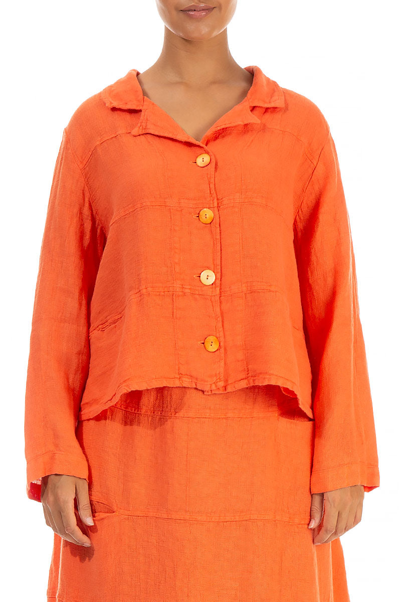 Tiered Coral Linen Jacket