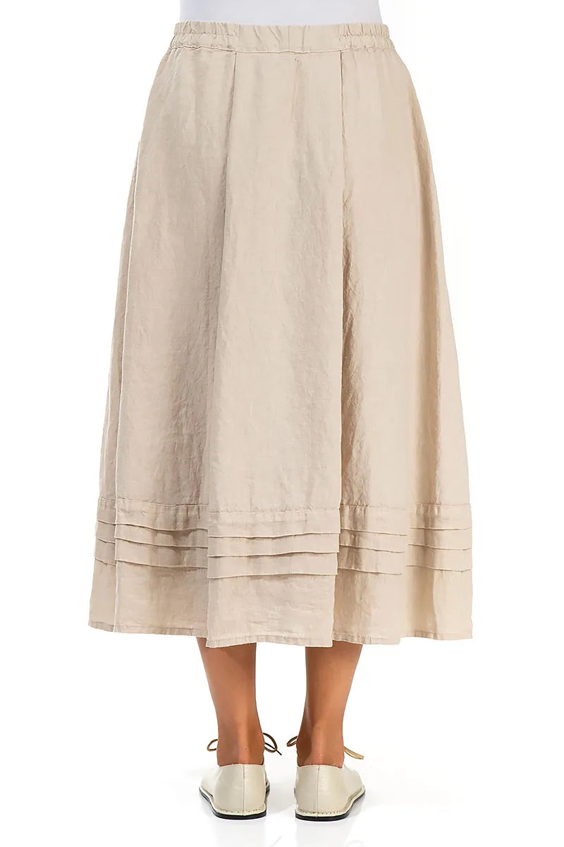 Tiered Hem Beige Linen Skirt 2