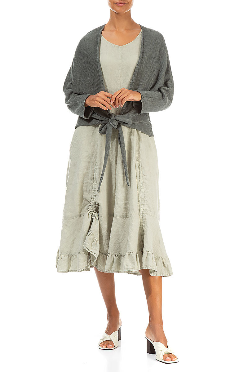 Tie up Sage Linen Cardigan 5