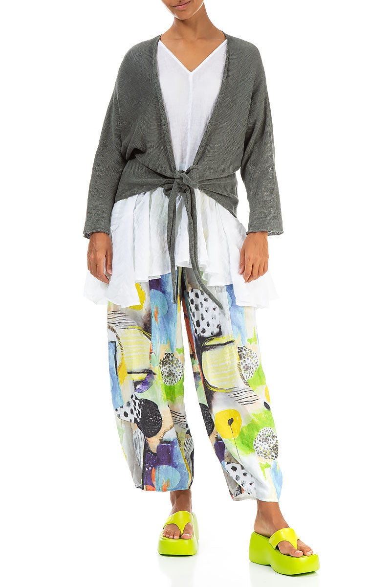 Tie up Sage Linen Cardigan 4