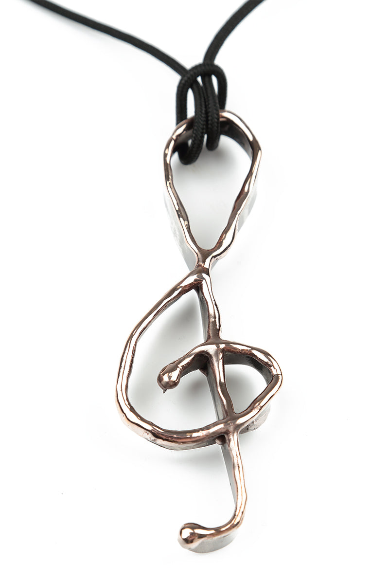 Treble Clef Metal Pendant Necklace