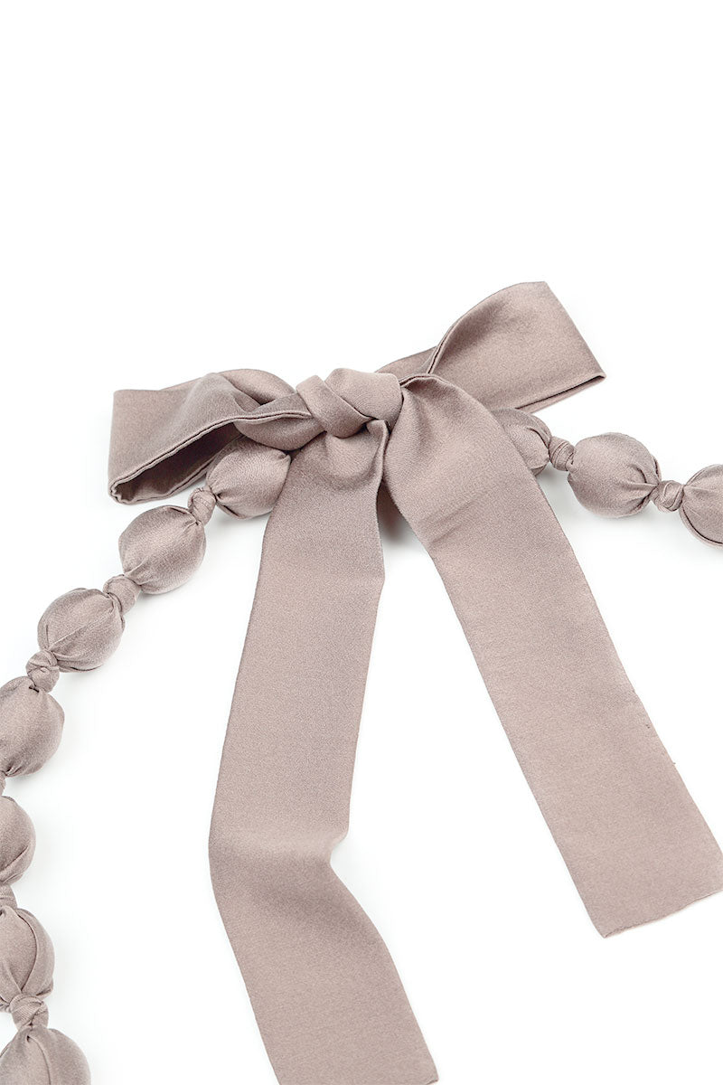 Greige Silk Bead Necklace 5