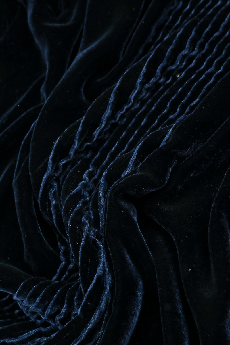 Tuck Front Royal Blue Silk Velvet Jacket 5