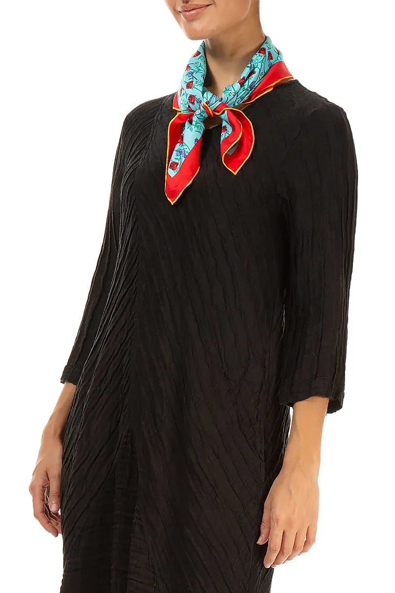 Turquoise Rosebud Silk Scarf 3