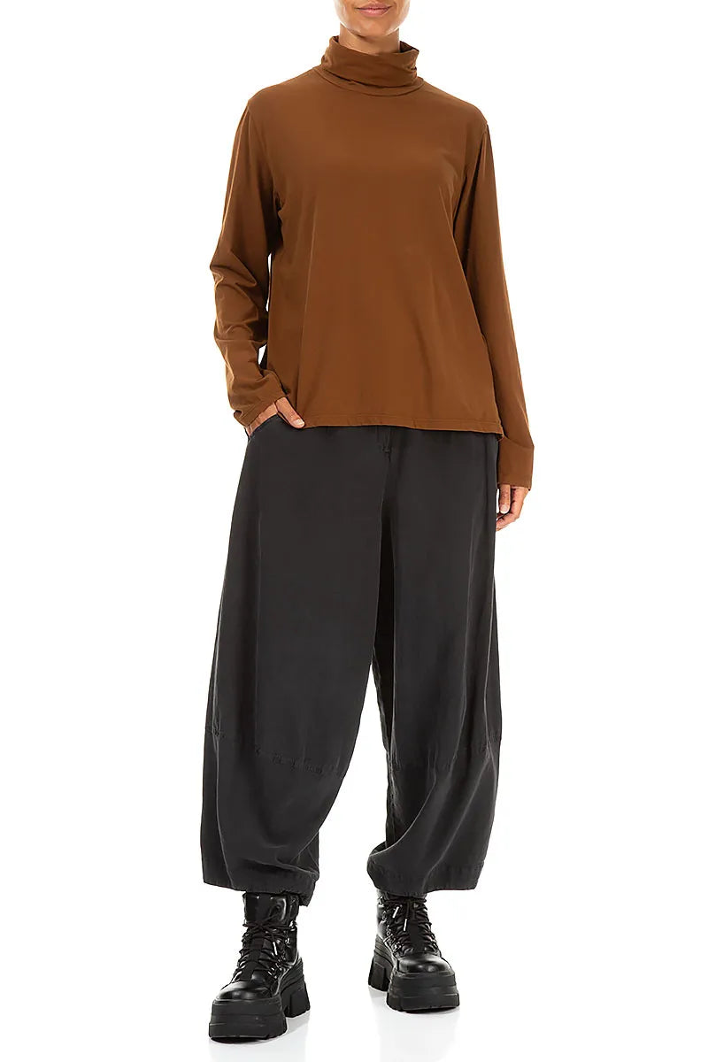 Turtleneck Aged Copper Cotton Blouse 4