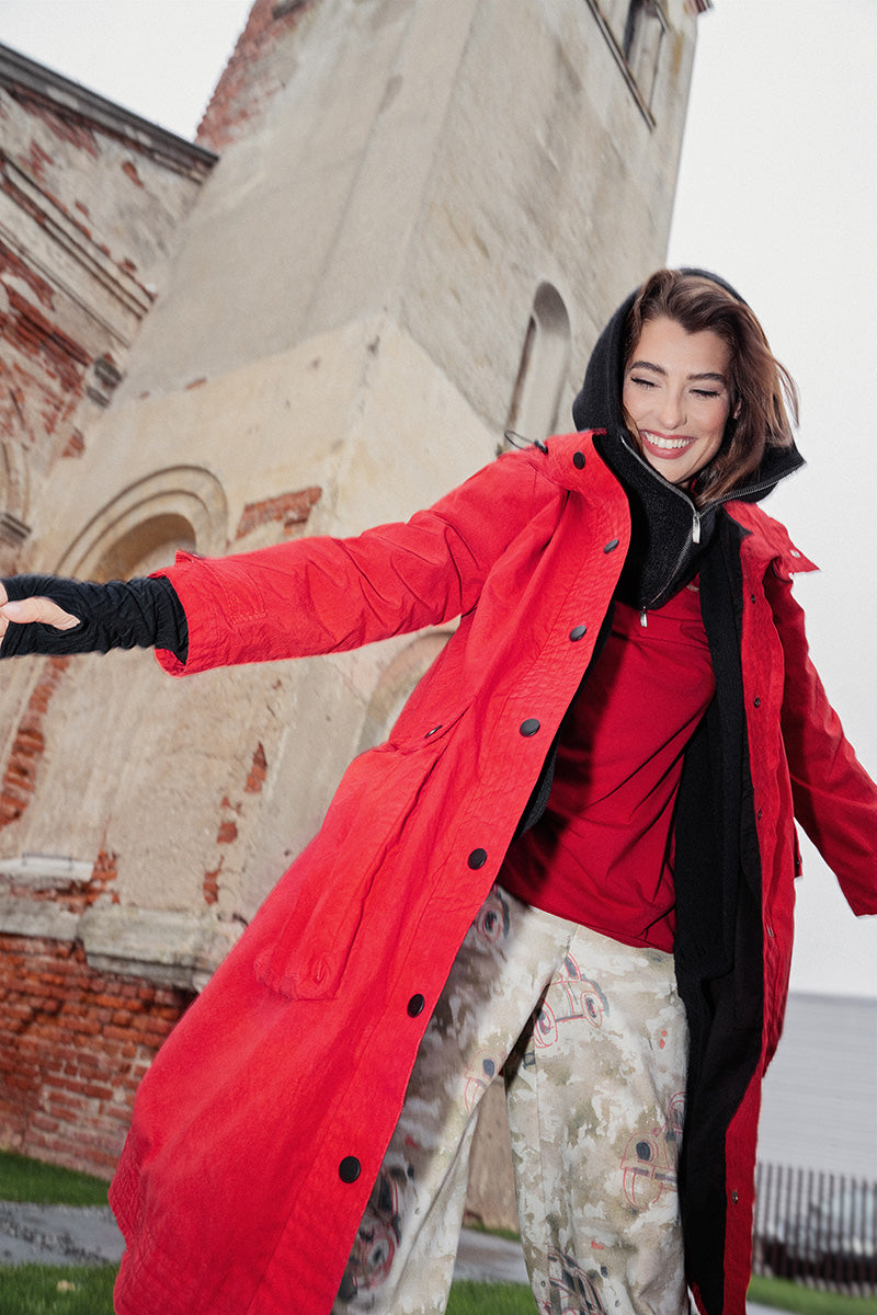Turtleneck Cherry Red Cotton Blouse 6