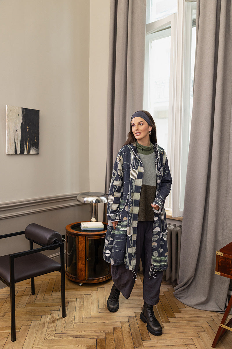 Turtleneck Forest Mist Cotton Blouse 6