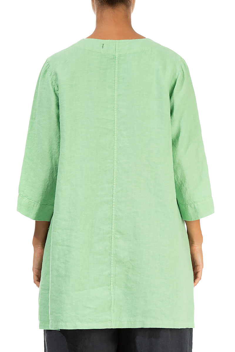 Twin Pockets Green Sorbet Linen Tunic