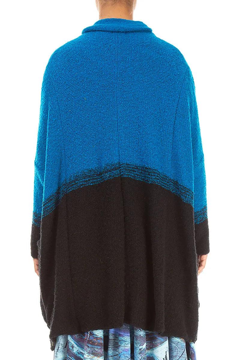 Two-Tone Azure Wool Cardigan