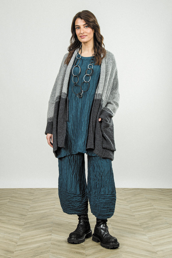 Two-Tone Light Grey Wool Cardigan