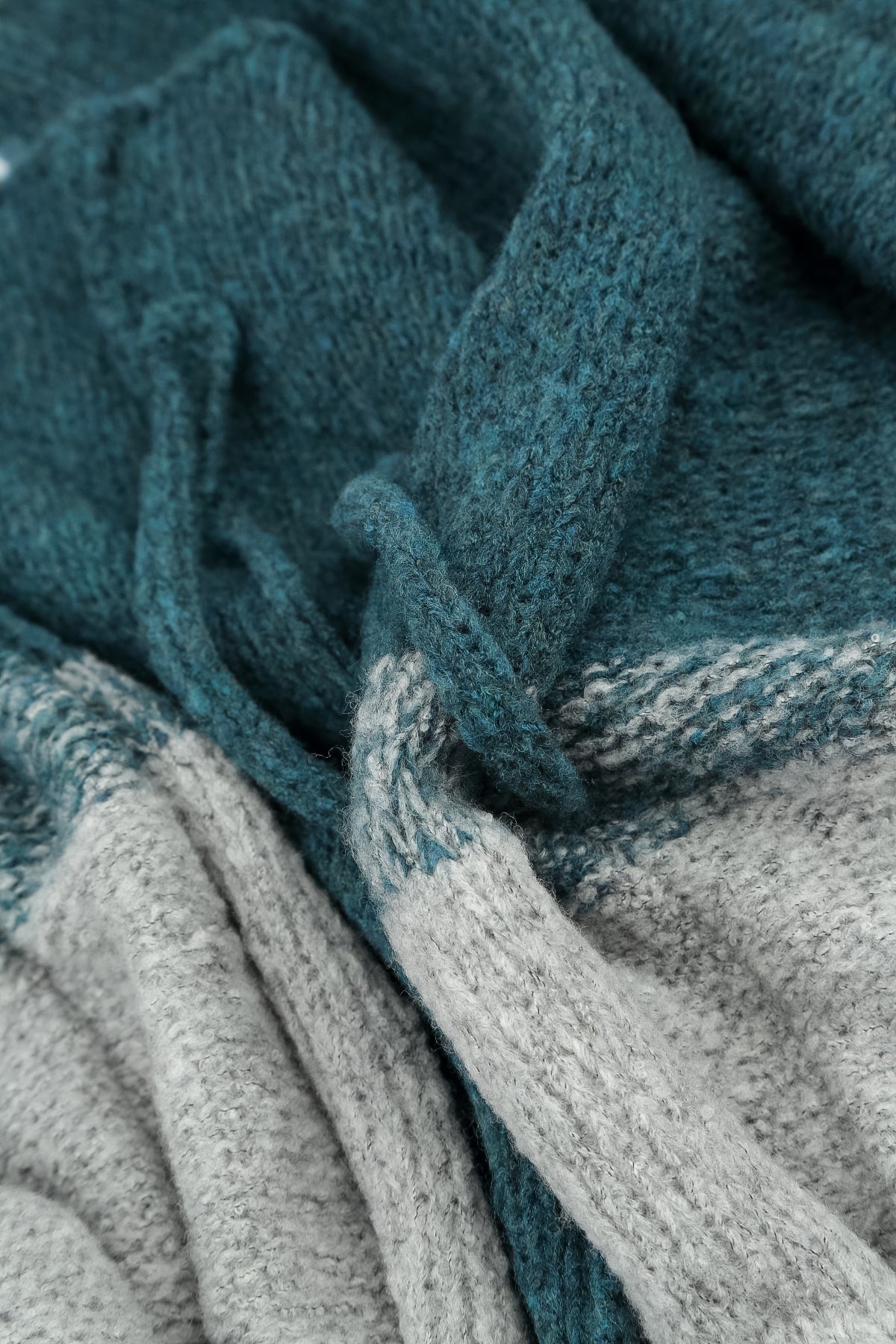 Two-Tone Teal Wool Cardigan