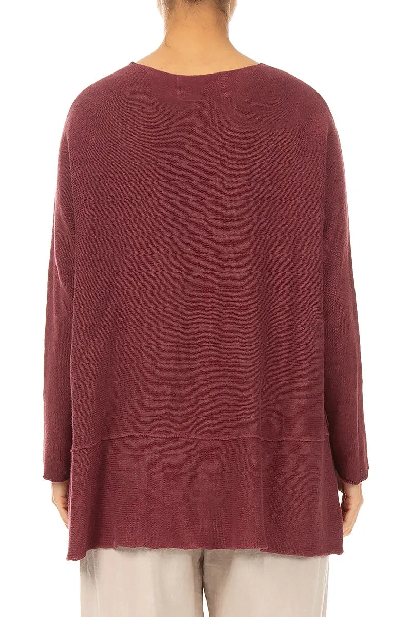 Two Pockets Antique Ruby Linen Cardigan 2