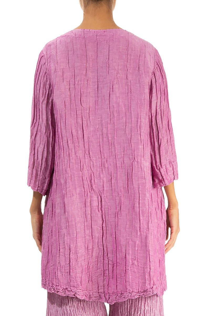 Two Pockets Crinkled Wild Berry Silk Tunic