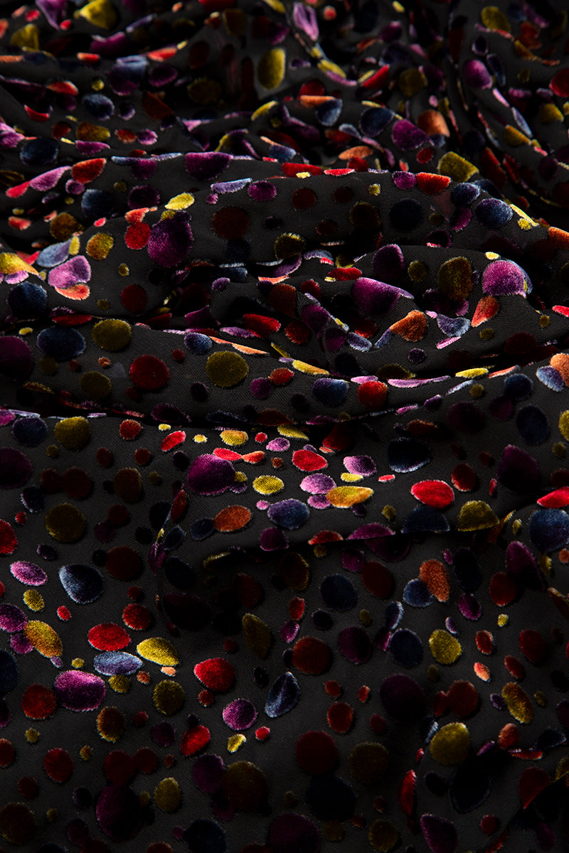 Two Pockets Festive Devoré Dot Silk Velvet Tunic 5