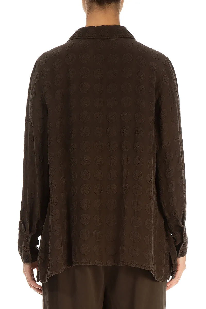 Two Pockets Forest Brown Bubble Silk Shirt 2